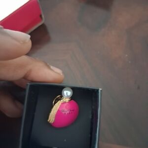 Avon Fuchsia and Gold Brooch with Pearl Accent